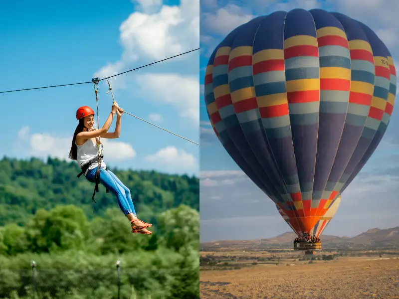 employee enjoying adventure experience gift like zip-lining