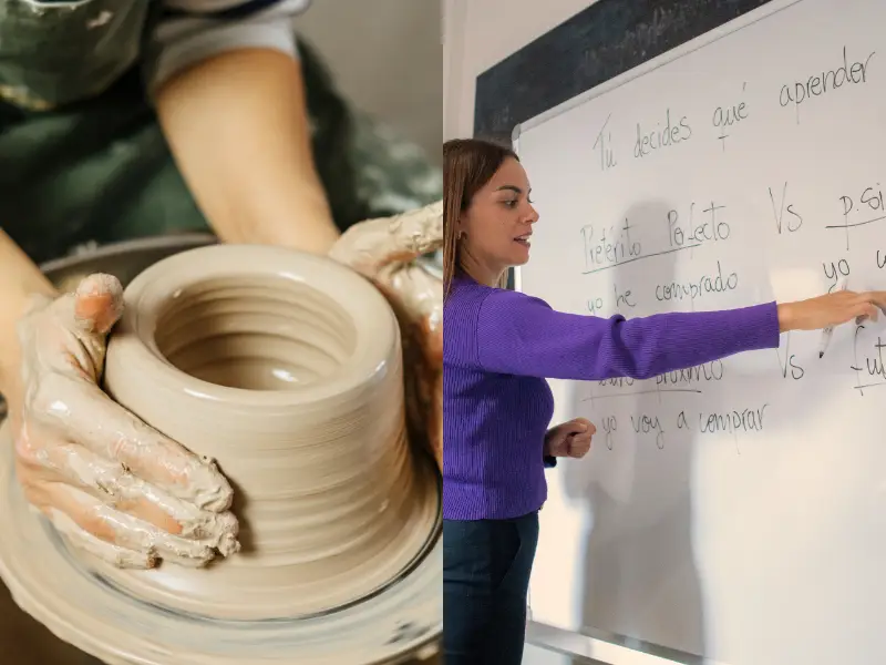 employee participating in art or language workshop