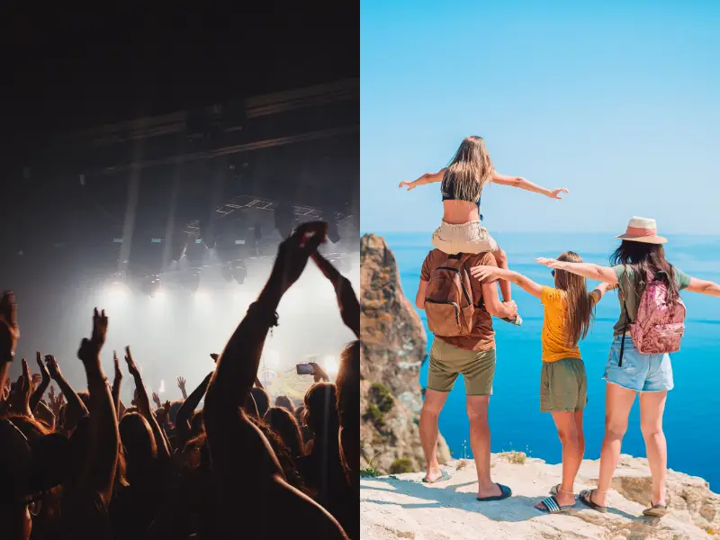 team enjoying concert or family travel experience together