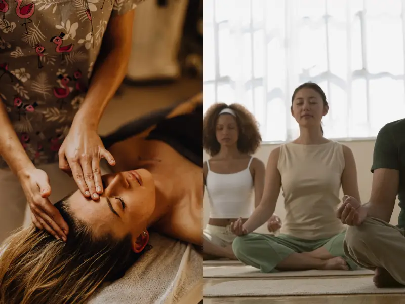 employee enjoying luxury spa day or guided meditation retreat